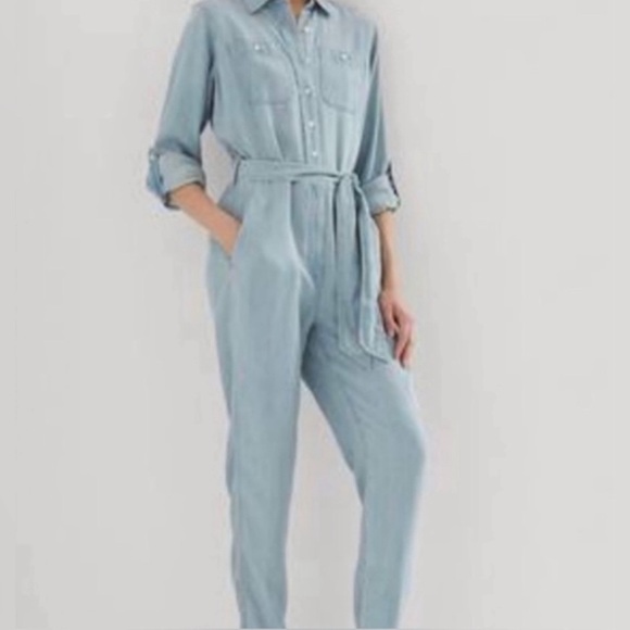 Lauren Ralph Lauren- Women’s Chambray Denim Jumpsuit- Size 00 - Picture 2 of 5